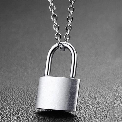 Stainless Steel punk Silver Color Lock Pendant With Necklace Chain Choker Fashion Jewelry