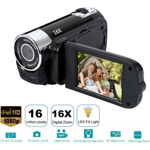 New HD 1080P Video Camera Digital Camcorder 2.7 inch 16MP High Definition DV Cameras 270 Degree Rotation Digital Camcorder