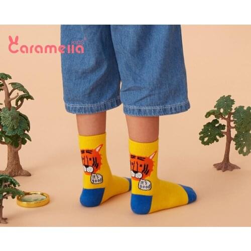 Caramella New Funny Tiger Animal Kids Socks Baby Boys Cool Stripe Cotton Short Socks Cartoon Colorful Boys Hosiery