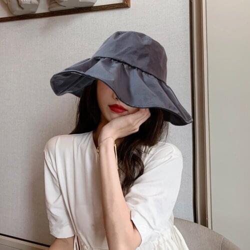 New Solid Color Basin Hat Womens Rain Caps Waterproof Rain Wide Brim Bucket Hat Rain Cap Travel Wild Casual Fisherman Hats