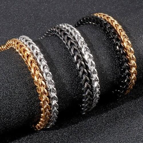 Punk Style Silver Gold Black 316L Stainless Steel Curb Cuban Link Chain Wrist Bracelet for Men Women Jewelry Gift 14mm *22.5cm