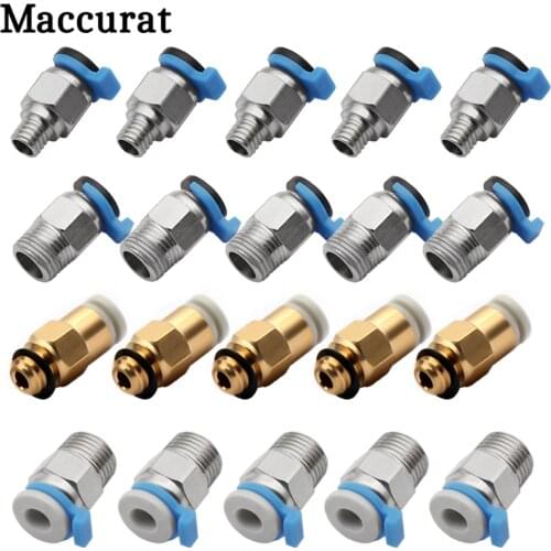 10pcs PC4-M10 Straight Pneumatic Fitting Push to Connect + PC4-M6 Quick in Fitting for 3D Printer Bowden Extruder JP4-01 PC4-01
