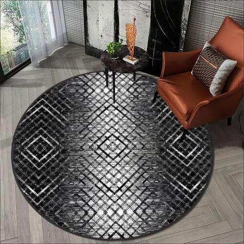 Grey Modern living room carpet kitchen round carpet room carpet black white shapes anti allergic high quality Free Shipping