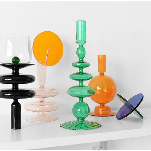 Glass Candle Holders for Pillar Candle Taper Candle, Wedding decoration, Clear Candlestick holder for home decoration