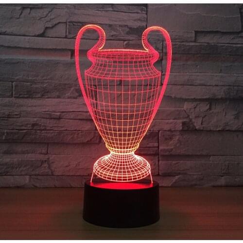 Trophy 3D Lamp 7 Colors Changing LED Night Light Touch Button USB Bedroom Sleep Luminaria Friends Gift Drop Shipping