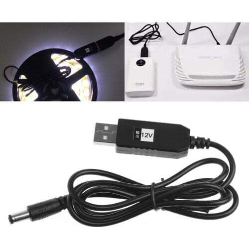 USB DC 5V To DC 12V 2.1x5.5mm Male Step-Up Converter Adapter Cable For Router