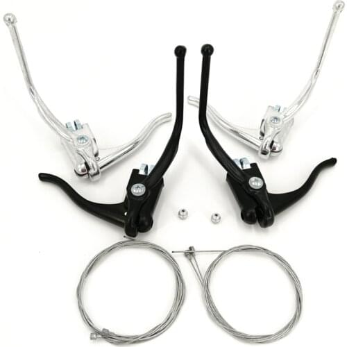 Road Retro Bicycle Double Brake Lever Fixed Gear Bend Handlebar Brake Levers Racing Bike Brake Handle with Brake Cable