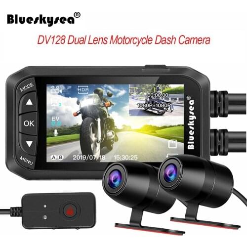 Blueskysea DV128 Motorcycle Dash Cam HD 1080P Dual Lens Motorbike Bike Video Recorder Waterproof Night Vision DVR cámara de moto