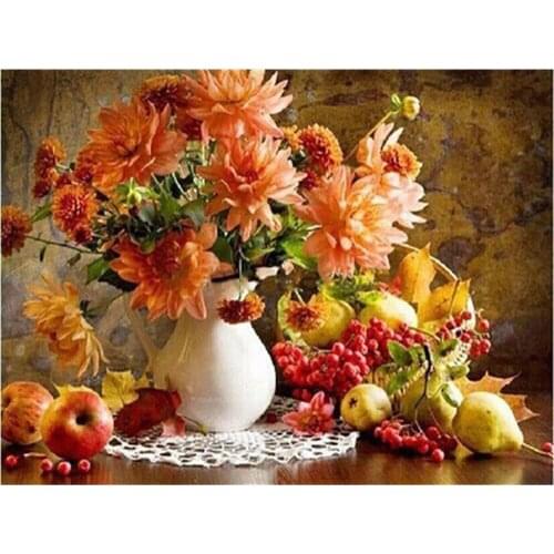 Flowers Printed Water-Soluble Canvas 11CT Cross-Stitch Full Kit DIY Embroidery DMC Threads Needlework Handmade Magic