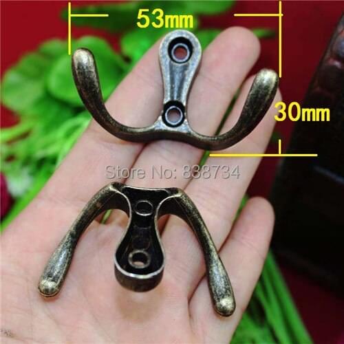 10pcs 53*30mm double hook coat hook antique zinc alloy hook