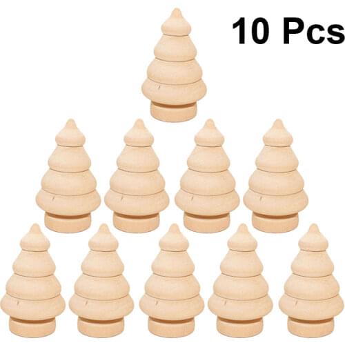 10pcs DIY Wooden Dolls Tree Shape Blank Decoration Kids Painted Educational Children Craft Toys Gift