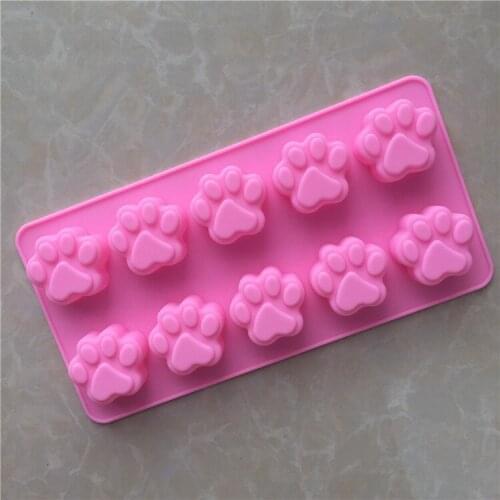 100Pcs/Lot 10 Cartoon Cat Paw Bear Paw Silicone Chocolate Mold Easy Demoulding High Temperature Resistant Household DIY