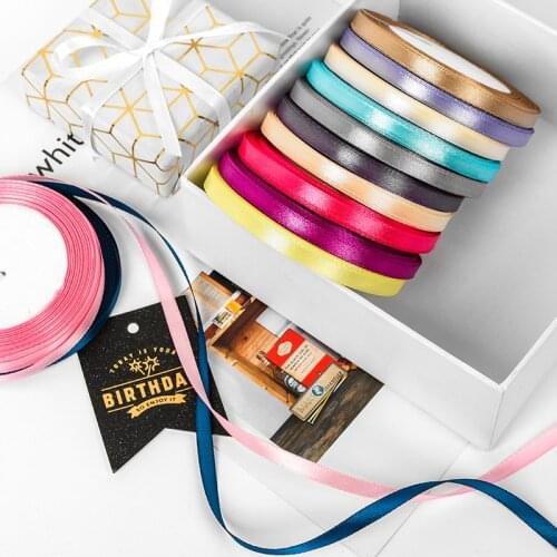 25yards/roll 6mm Satin Ribbon DIY Handmade Crafts Material Wedding Birthday Party Gift Box Wrapping Ribbon Baking Accessories