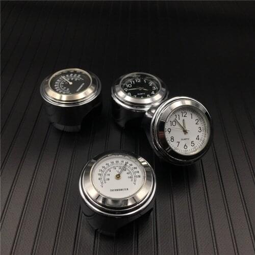 2x Universal 7/8" Waterproof Chrome Motorcycle Bike Handlebar Mount Quartz Clock Watch Luminous Clock Temp Gauge Moto Accessori