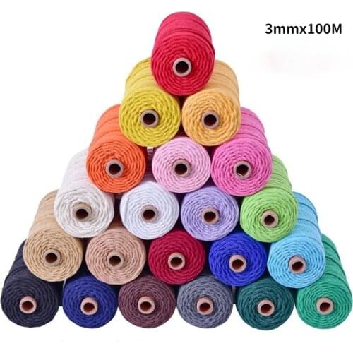 3Mm 100% Katoenen Draad DIY Huishoudtextiel Bruiloft Decoratie Kleur Trekkoord Beige Twisted Craft Lace String Rope