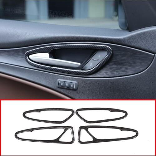 4 pcs For Alfa Romeo Stelvio 2017 2018 2019 2020 Carbon Fiber ABS Plastic Car Interior Door Handle Frame Trim Car Accessories