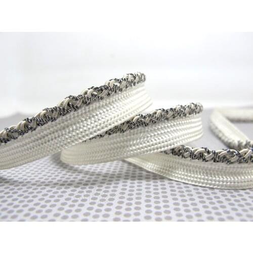 5 Yards 12mm Grey and Silver Glittery Piping Lip Cord Trim|Pillow Cushion Trim|Upholstery Edging Trim Sewing Supplies