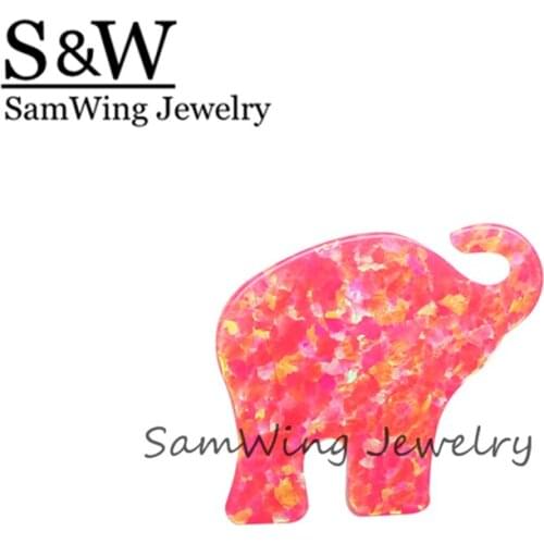 50PCS/ lot Synthetic Fire Opal Pink cute Elephant 12*14mm Special Shape Opal Lab created opal beads for DIY Jewelry Necklace