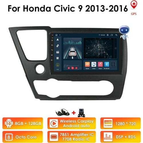 Android 10 Car Radio For Honda Civic 9 2013 - 2016 Multimedia Video Player Auto Stereo GPS Nagation 2 Din DSP CarPlay DSP TPMS
