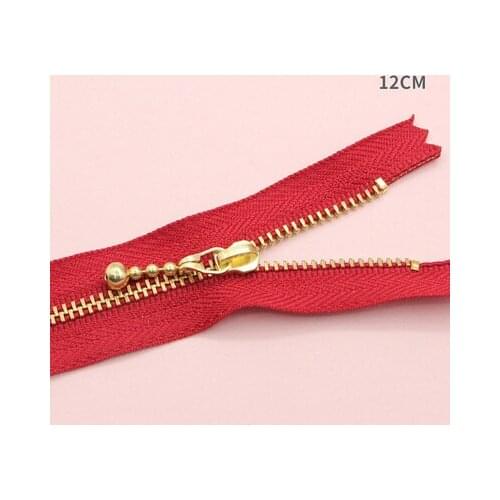 Free shipping 10pcs/lot Red 12cm gold teeth zipper metal zipper water head diy craft bag zipper closed end zipper