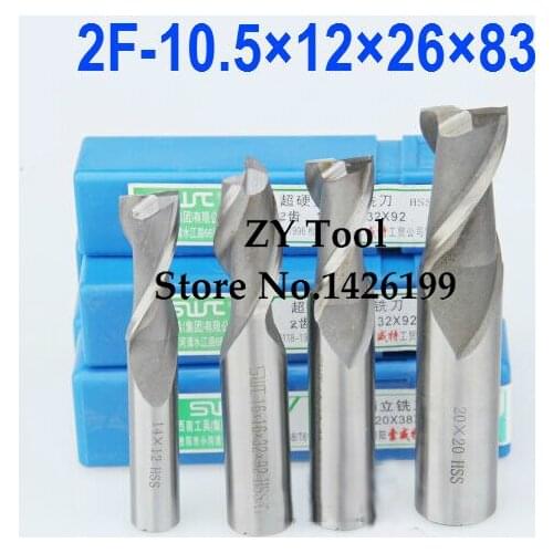 Free Shipping 2 pcs/set 10.5MM 2 Flute HSS & Aluminium End Mill Cutter CNC Bit Milling Machinery tools Cutting tools.Lathe Tool