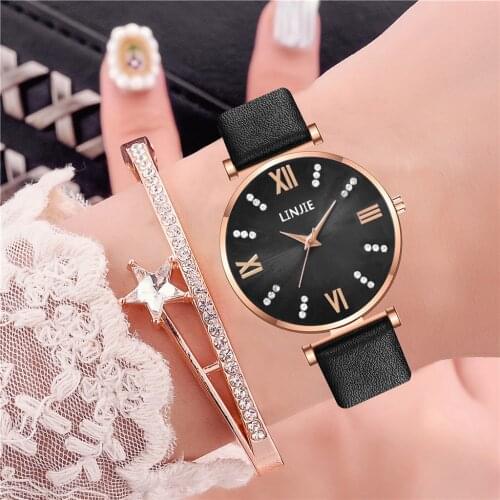 Women Luxury Gradient Color Roma Dial Watch Fashion Ladies Leather Quartz Watches Relogio Feminino