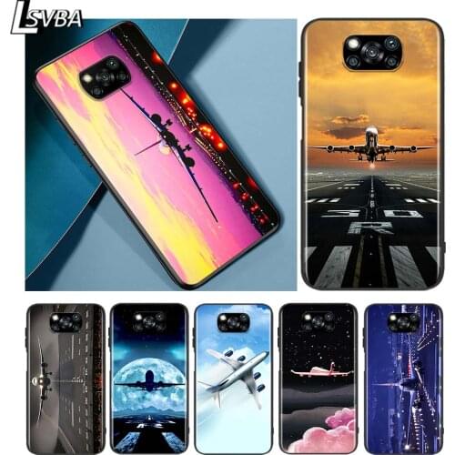 Airplane flying for Xiaomi Redmi K30 K30S Mi 10T Lite Pro Poco X3 NFC X2 M3 M2 F2 Pro C3 F1 Soft Black Phone Case