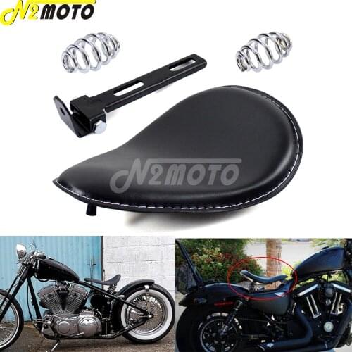 Motorcycle Saddle Solo Seat Cushion Cover w/ Spring Brackets For Harley Sportster Bobber Chopper Honda Yamaha Kawasaki Suzuki