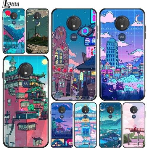 Art Pixel Aesthetic for Motorola G9 G8 G E7 E6 One Play Marco Hyper Fusion Stylus Power Edge Plus Black Phone Case