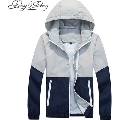 DAVYDAISY 2019 New Couple Sunscreen Jacket Men Women Ultralight Breathable Hooded Zipper Spliced Anti-UV DCT-264