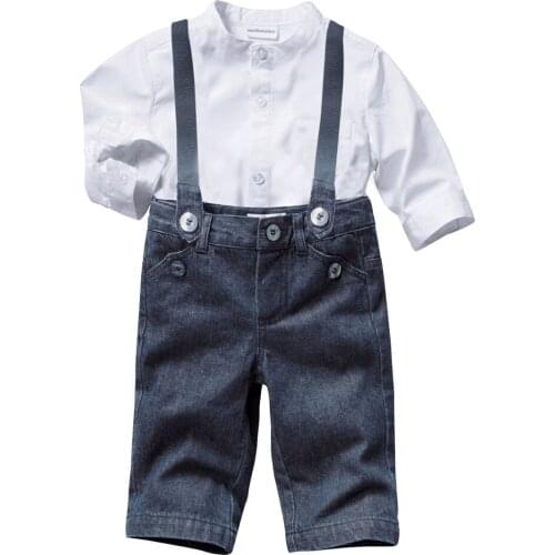 Clothes for boys 2years long sleeve formal gentleman denim overalls baby boys jean clothing set two piece clothing 2 piece
