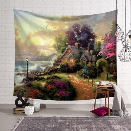 Beautiful Scenery Tapestry Woods Forest Natural Wall Hanging Decor Cartoon Decoration Blanket tuinposters voor buiten zee T86