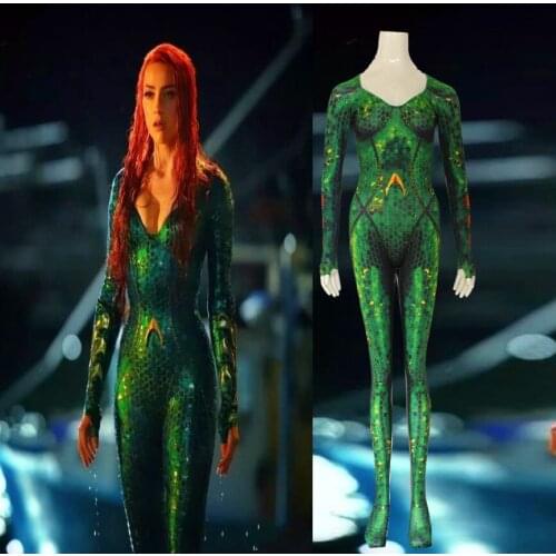 Movie Mera cosplay costume superhero zentai womens bodysuit Set Halloween party cos Costume