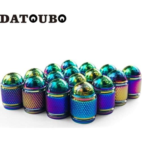 DATOUBO 16pcs Universal Auto Neon Color car tire valve cap, Multi Color aluminum Schrader tyre valve stem cap for car bike