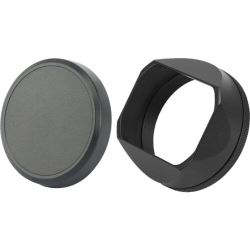 Haoge LH-X54B Square Metal Lens Hood with 49mm Adapter Ring+Metal cap for Fujifilm Fuji X100V X100F X100T X100S X100 X70