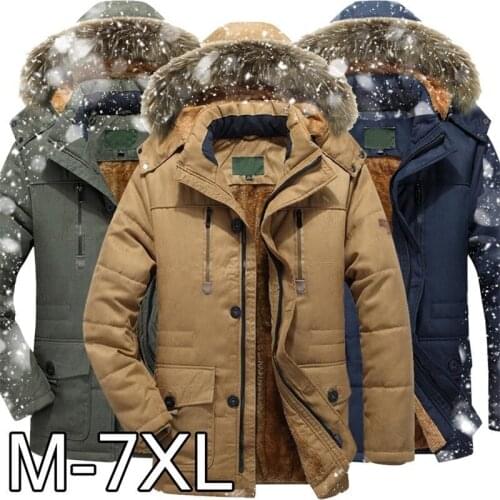 Parka Men Coat New Winter Jacket Slim Thicken Fur Hooded Brand Detachable Outwear Parka Mens Windbreaker Army Raincoat Overcoat