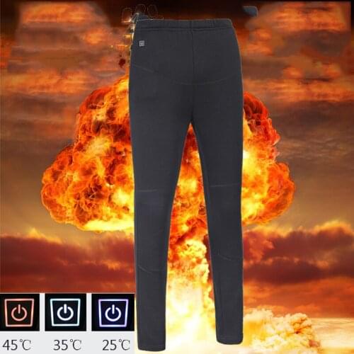 Men Outdoor Winter Fever Imitation Down Pants Trousers High Waist Leggings Trousers Thickened USB Charging Intelligent Heating