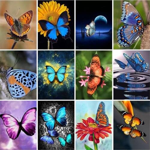DIY Butterfly 5D Diamond Painting Full Square Drill Animal Diamond Embroidery Cross Ctitch Kits Mosaic Gift Wall Art Home Decor