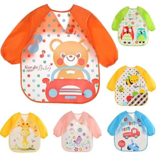 Baby Bib Long-sleeved Anti-dirty Gown For Newborn Baby Eating Bib 10colors EVA Easy to Clean for 1-3years Gown for Baby KIDS