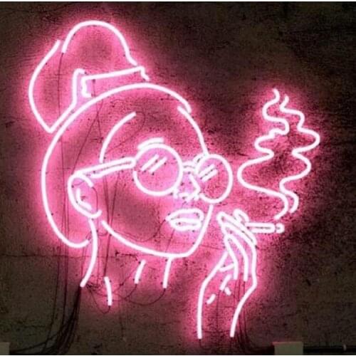 Neon Sign For Lady smoking girls display light Beer Bar store window advertise custom Glass Neon Lights Pet Shop Sign Neon Lamp