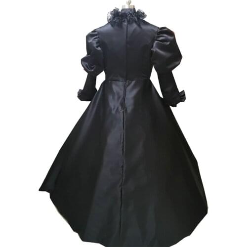2020 New black victorian Halloween Cosplay dress Colonial Georgian Renaissance Gothic Historical dress D-393