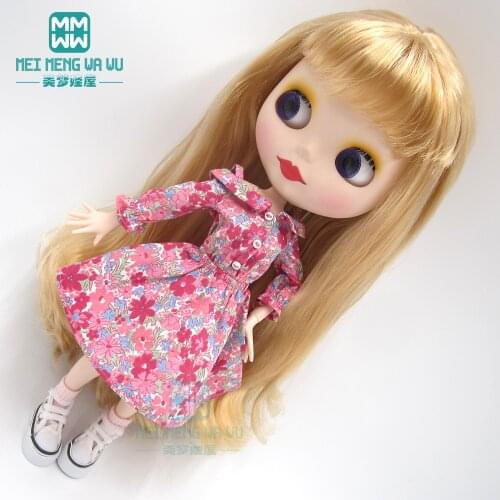 1pcs Blyth doll Clothes fashion print strapless dress for blyth azone ob24 1/6 dolls Accessories