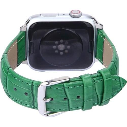 Green Slub Genuine Leather Watchband for Apple Watch 6 5 44mm 40mm 38mm 42mm Bracelet Strap Iwatch 4 3 2 Replacement Accessories