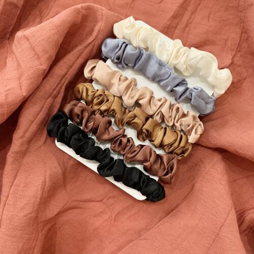 6Pcs/Set Satin Silk Solid Color Scrunchies Elastic Hair Bands New Women Girls Hair Accessories Ponytail Holder Hair Ties Rope