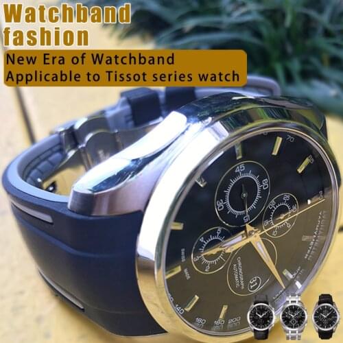 23mm 24mm Rubber Silicone Watch Strap Black Blue Waterproof Watchband Suitable for Tissot 1853 T035 Citizen Series Watch