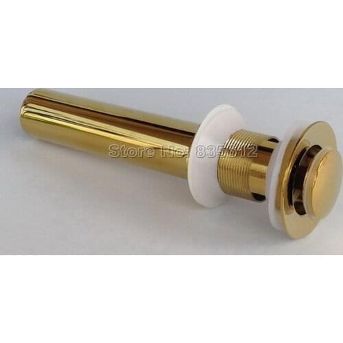 Luxury Gold Color Pop Up Bathroom Sink Basin Waste / Drain With Overflow Wsd038
