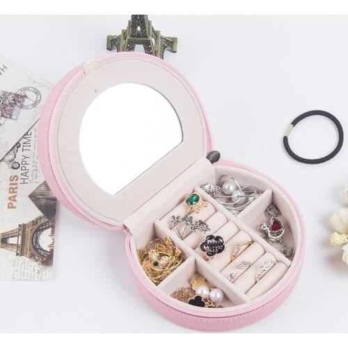 Jewelry Box Travel Small Jewelry Storage Box Ring Earring Organizer Womens Leather Chest Jewelry Cases Gift For Girl Travel Bag