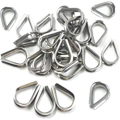 Winch Wire Loop, Silver Tone M8 304 Stainless Steel Galvanized Wire Cable Rope Thimble, a Pack of 30