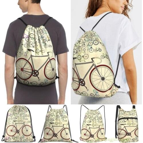 Unisex Drawstring Bags Love Fixie Road Bike Women Drawstring Backpacks Men Outdoor Travel Backpacks Training Fitness Bag