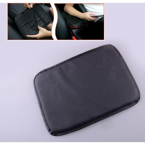 Universal Car Center Console Armrest Box Lid Pad Cushion Mat Cover Skin Protector Black PU Leather Fit For Most SUV Truck